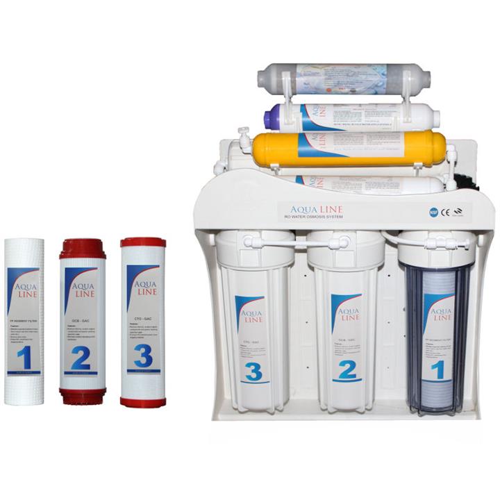 دستگاه تصفیه کننده آب آکوا لاین مدل RO-LINE 8 ECO همراه مجموعه فیلتر 3 عددی